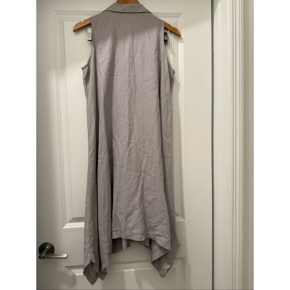 For Cynthia Linen Blend Shark Bite Hem Shirt Dress Size S - Picture 3 of 6
